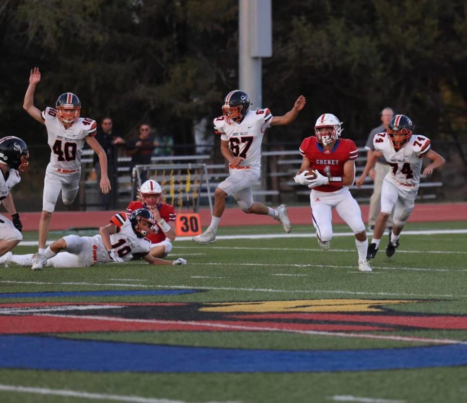 Cheney senior Jackson Voth has had a monster two-way season to help lead the Cardinals to the Class 3A state championship game.