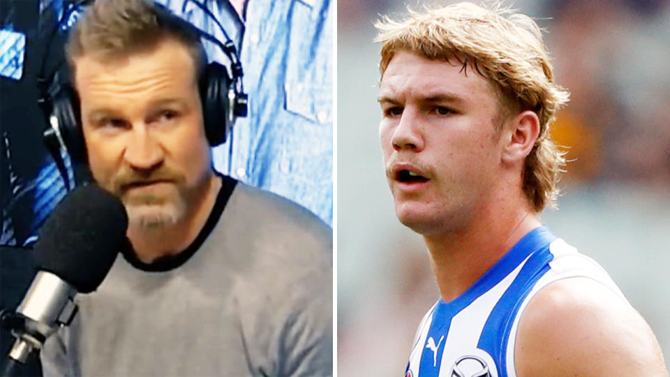 Nathan Buckley has slammed the AFL industry at large over the amount of pressure placed on top draft pick Jason Horne-Francis in his first season at North Melbourne. Pictures: SEN Breakfast/Getty Images