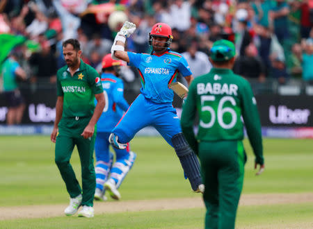 Cricket - ICC Cricket World Cup Warm-Up Match - Pakistan v Afghanistan - County Ground, Bristol, Britain - May 24, 2019 Afghanistan's Hashmatullah Shahidi celebrates victory Action Images via Reuters/Andrew Couldridge