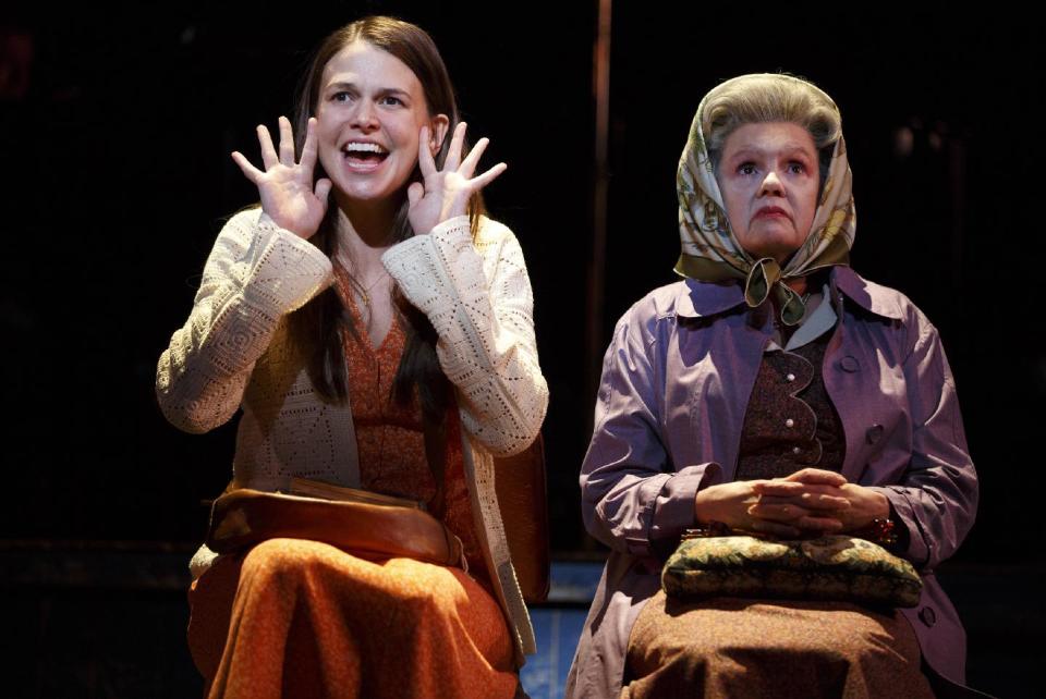 This image released by Polk & Co. shows Sutton Foster, left, and Annie Golden during a performance of "Violet" in New York. (AP Photo/Polk & Co., Joan Marcus)