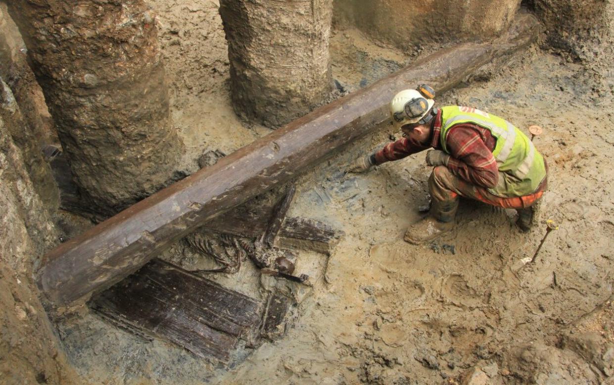 A 15th-16th century water pipe is found at Holborn Viaduct