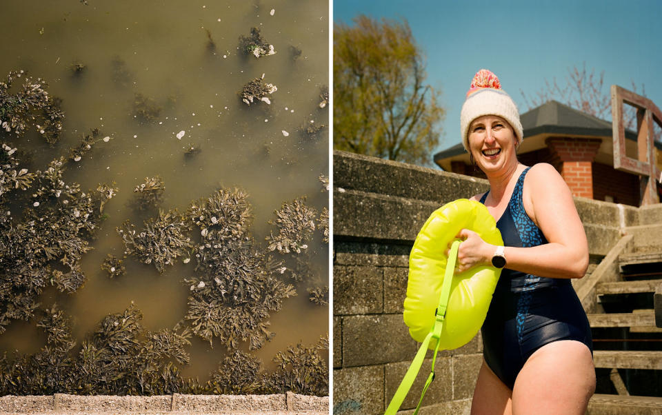 Martlesham Creek runs past a sewage plant, where the water is too polluted by E. coli to swim, in Woodbridge, Suffolk, on April 19, 2023. (Alice Zoo for NBC News)