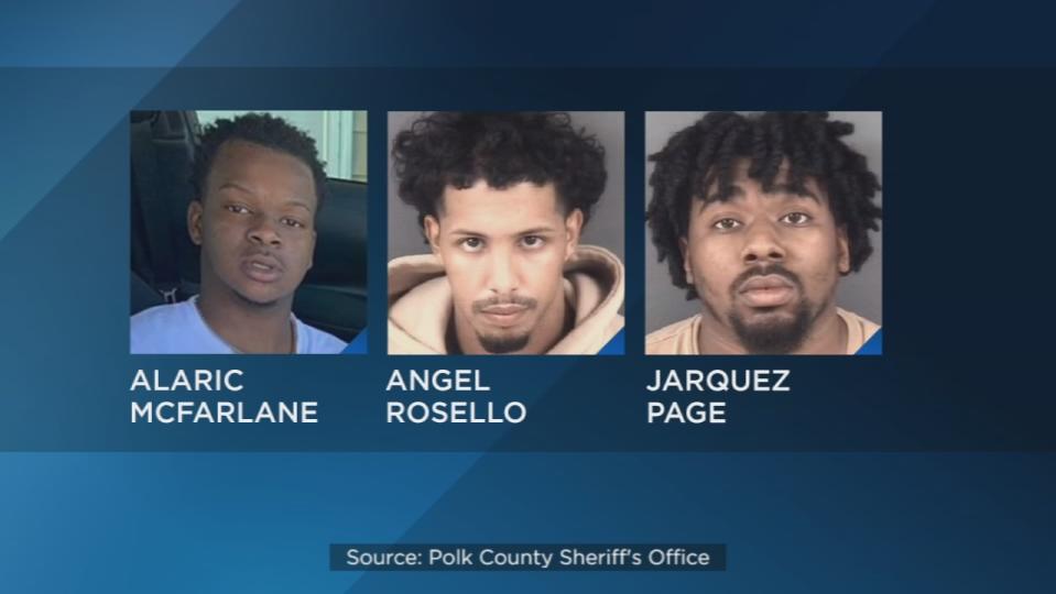 The three suspects were identified as Alaric McFarlane, Angel Rosello and Jarquez Page, each with several criminal charges.