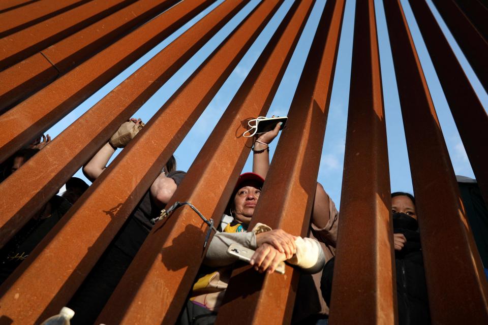 Migrants wait for asylum hearings at the US-Mexico border on May 11, 2023, as seen from San Ysidro, California.
