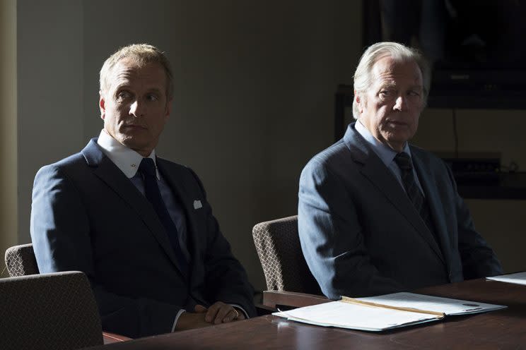 Patrick Fabian as Howard Hamlin and Michael McKean as Chuck McGill in AMC's Better Call Saul. (Photo: Michele K. Short/AMC/Sony Pictures Television)