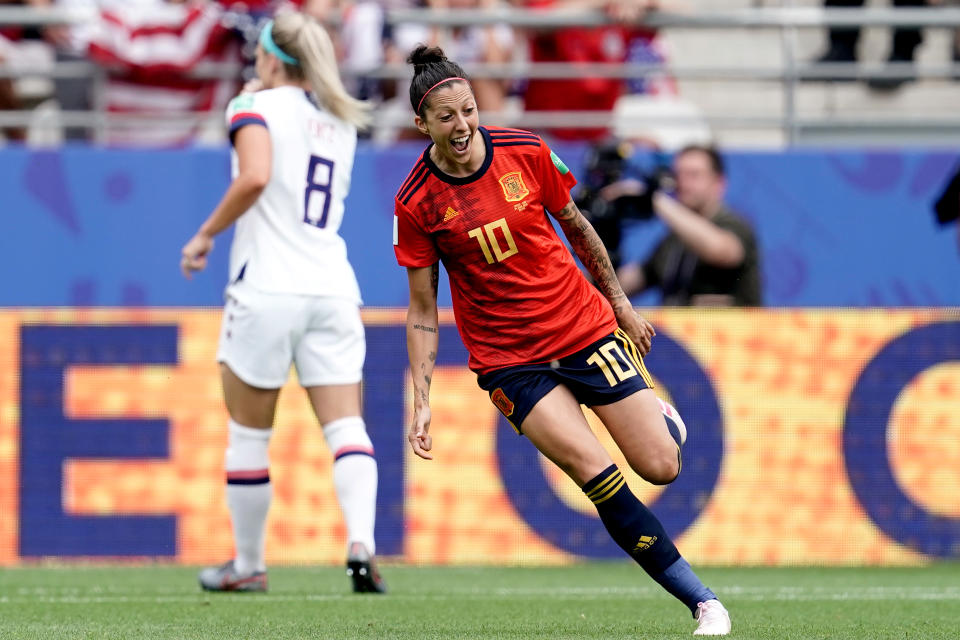 Jennifer Hermoso of Spain Women celebrates her equaliser (Photo by Geert van Erven/Soccrates/Getty Images)