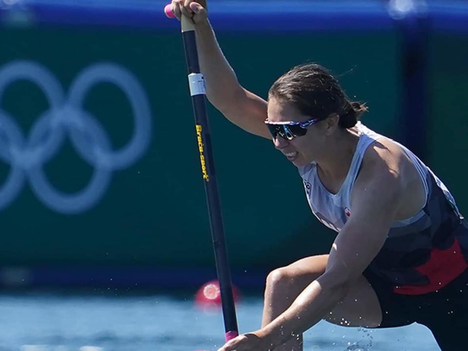 Katie Vincent of Mississauga, Ont., stopped the clock in 45.19 seconds to finish in a tie for second with Wenjun Lin of China in Sunday's C1 200-metre A final at a canoe sprint World Cup in Racice, Czech Republic. (Nathan Denette/Canadian Press/File - image credit)