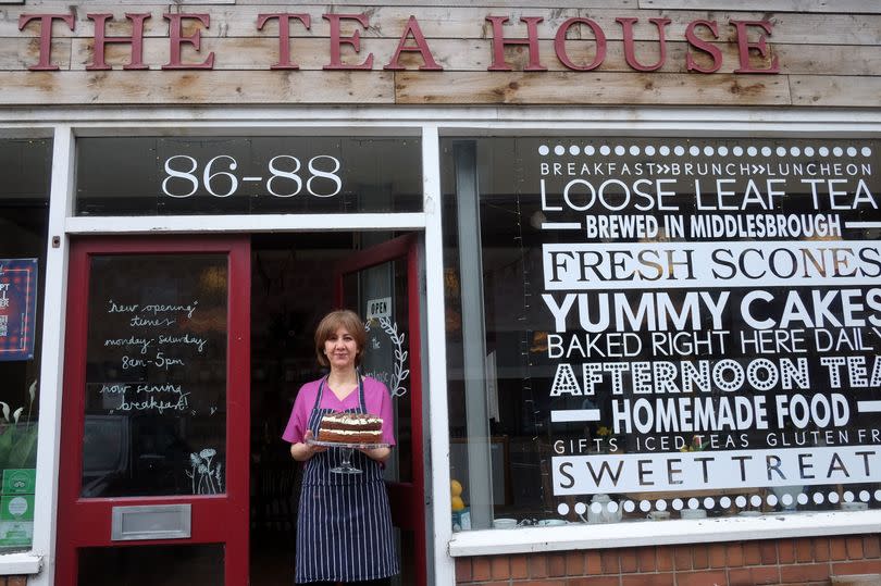 Simin Miri, co-owner, outside The Tea House, Middlesbrough, when she took over