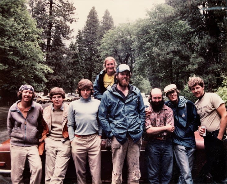 <span class="article__caption">Camp 4, Yosemite, 1981 – left to right Charlie Carr, Dave Gustafson, Neil Cannon, Alison Osius, Charlie Bates, John Barraco, Chris Blatter, Charlie Petrock.</span> (Photo: Courtesy Alison Osius)