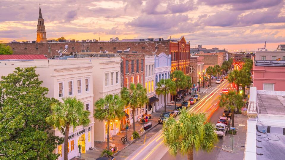 South Carolina Charleston downtown at sunset