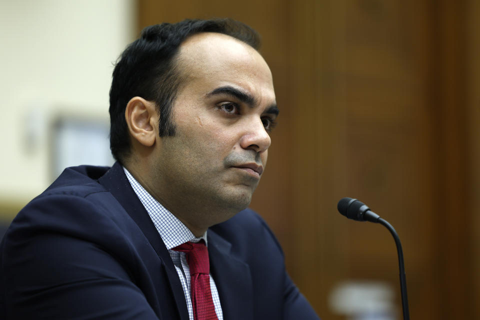 WASHINGTON, DC - DECEMBER 14: Consumer Financial Protection Bureau (CFPB) Director Rohit Chopra testifies during a hearing with the House Committee on Financial Services on Capitol Hill on December 14, 2022 in Washington, DC. The hearing was held to discuss a recent semi-annual report on the CFPB. (Photo by Anna Moneymaker/Getty Images)