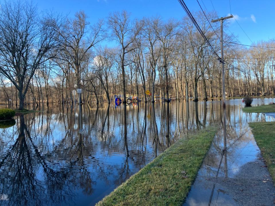 Water receding at Lynn Park in Lincoln Park, NJ, Tuesday, December 19, 2023