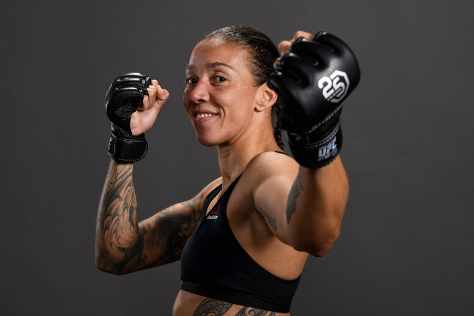 DENVER, CO - NOVEMBER 10:  Germaine de Randamie of The Netherlands poses for a post fight portrait backstage during the UFC Fight Night event inside Pepsi Center on November 10, 2018 in Denver, Colorado. (Photo by Mike Roach/Zuffa LLC/Zuffa LLC via Getty Images)