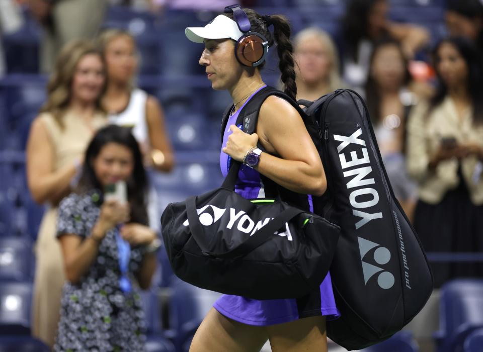 Jessica Pegula of the United States enters before her Women's Singles Semifinal match against Karolina Muchova of the Czech Republic on Day Eleven of the 2024 US Open (Getty Images)