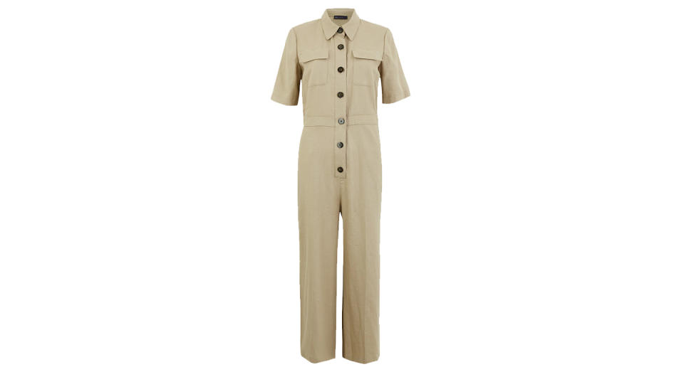 Tencel Button Front Utility Jumpsuit 