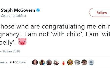 She tweeted to clarify she wasn't pregnant - Credit:  Matthew Fearn