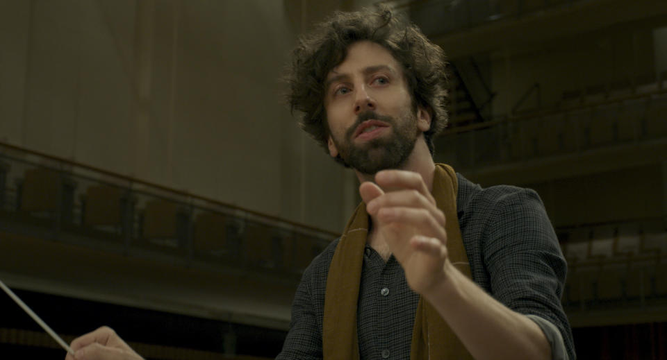 Simon Helberg appears in a scene from the film "Annette." (Amazon via AP)