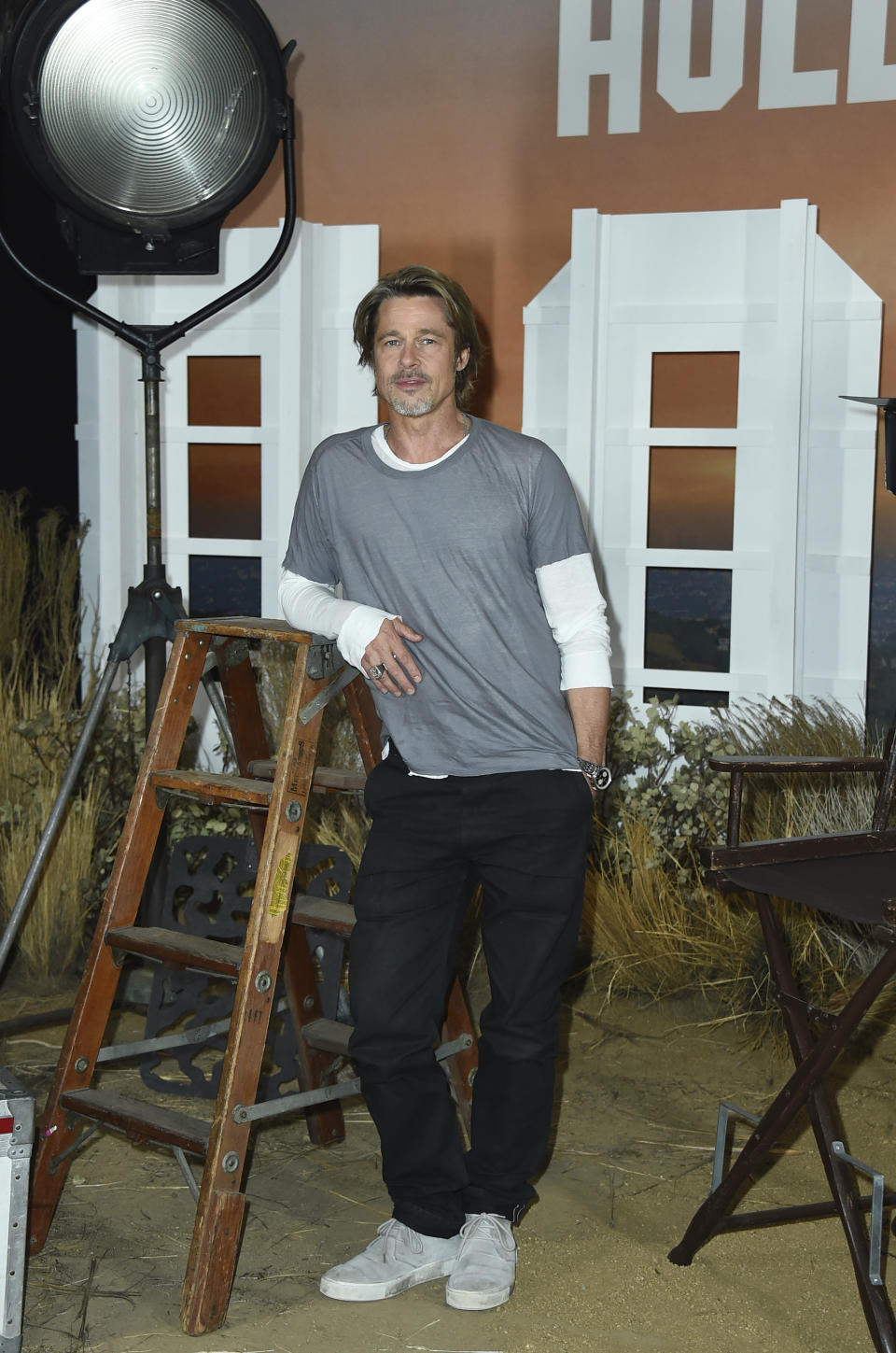 FILE - This July 11, 2019 file photo shows Brad Pitt at the photo call for "Once Upon a Time in Hollywood" in Los Angeles. The film opens on July 26. (Photo by Jordan Strauss/Invision/AP, File)