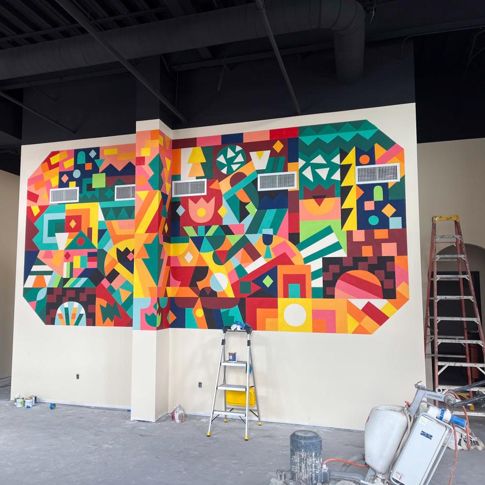 A new mural by Asheville artist Wyatt Grant at Taco Boy, opening in October at Biltmore Park.