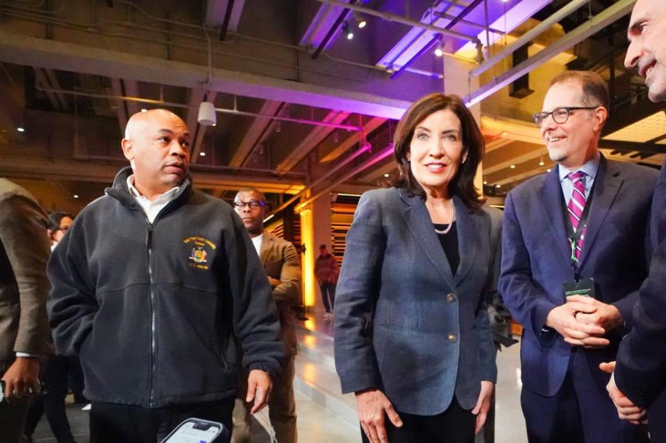 State Assembly Speaker Carl Heastie (left) is balking at supporting Gov. Kathy Hochul’s plan to get tough on violent criminals who attack retail workers. Robert Miller