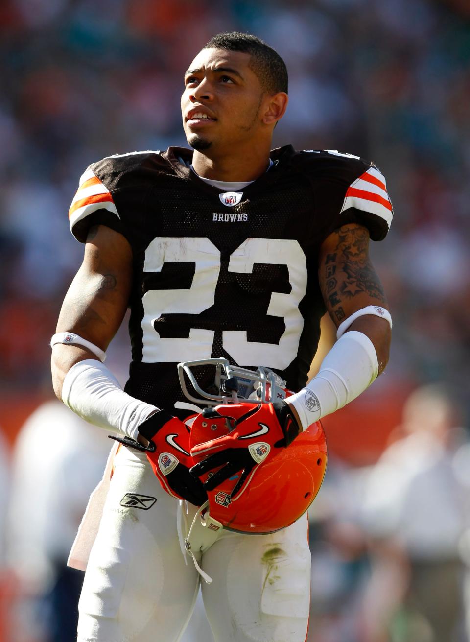 Cleveland Browns cornerback Joe Haden (23) is shown in the second quarter during an NFL football game against the Miami Dolphins in Miami, Sunday, Dec. 5, 2010.