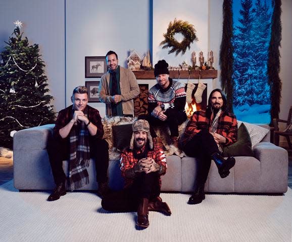 The Backstreet Boys (clockwise from left): Nick Carter, Howie Dorough, Brian Littrell, Kevin Richardson and AJ McLean, released the group's first holiday album, "A Very Backstreet Christmas," in 2022.