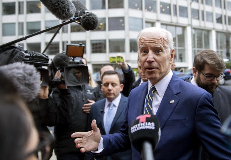 Joe Biden has derided Donald Trump as "the bully that I knew my whole life" and would "smack in the mouth".The former vice president and 2020 frontrunner made the comments during a wide-ranging interview with the network’s Chris Cuomo when discussing how he plans to defeat Mr Trump if he were to secure the Democratic nomination.“I beat him by just pointing out who I am and who he is and what we’re for and what he’s against,” Mr Biden said. “This guy is a divider-in-chief, this guy is acting with racist policies, this guy is moving to ferment hate, to split, that’s the only way he can be successful.”Mr Biden then referred to a moment from the 2016 debates when Donald Trump seemingly attempted to intimidate Hillary Clinton by repeatedly swooping behind his former Democratic opponent while she was speaking.“I’m looking forward to this, man,” he continued. “The idea that I’d be intimidated by Donald Trump? He’s the bully that I knew my whole life. He’s the bully that I’ve always stood up to. He’s the bully that used to make fun of me as a kid with a stutter and I’d smack him in the mouth.”The former vice president has previously made similar comments when he said he would “beat the hell” out of Mr Trump if the two were in high school.Speaking last year at the University of Miami before announcing his candidacy, Mr Biden said of the president, “They asked me would I like to debate this gentleman, and I said no. I said, 'If we were in high school, I'd take him behind the gym and beat the hell out of him’.”While campaigning for Ms Clinton in 2016, the former vice president also said he wished he could take Mr Trump behind the gym, suggesting he’d fight the president if he had been afforded the opportunity at an earlier age. Though he’s not the only prominent figure to have openly discussed a possible physical altercation with Mr Trump — actor Robert De Niro also said he’d like to smack around the president — some say the messaging could hinder his 2020 odds.Mr Biden later walked back those comments in an interview, saying “I shouldn't have said what I said ... because I don't want to get down in the mosh pit with this guy.”He has presented himself as the most viable candidate among the crop of 2020 hopefuls to challenge Mr Trump in the general election, using his status as the frontrunner of the race thus far to hit the president on his various stances ranging from immigration to the economy. The president responded to Mr Biden’s comments while speaking to reporters before departing the White House on Friday, saying: “I don’t think I’m a bully at all … I just don't like being taken advantage of by other countries, by pharmaceutical companies, by all of the people that have taken advantage of this country."