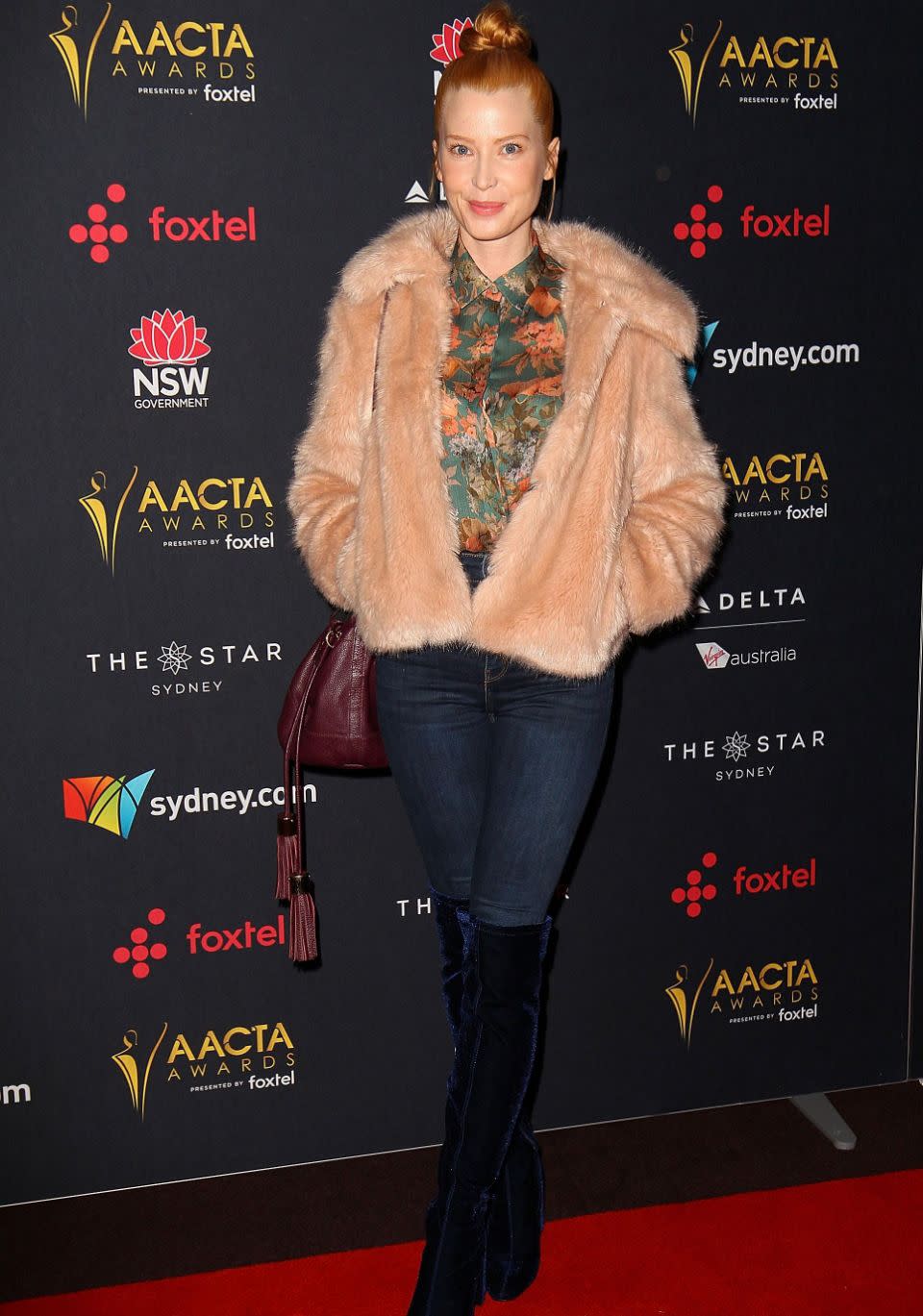 Actress Emma Booth wore jeans to the AACTA Awards Luncheon in Sydney on Monday. Source: Getty