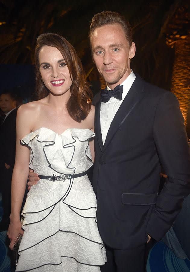 Tom also cosied up to fellow Brit Michelle Dockery at the after party. Source: Getty