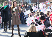 Catherine, Duchess of Cambridge arrives at Rose Hill Primary School during a visit to Oxford on February 21, 2012 in Oxford, England. The visit is in association with the charity Art Room who work with children to increase self-confidence and self-esteem. (Photo by Chris Jackson/Getty Images)