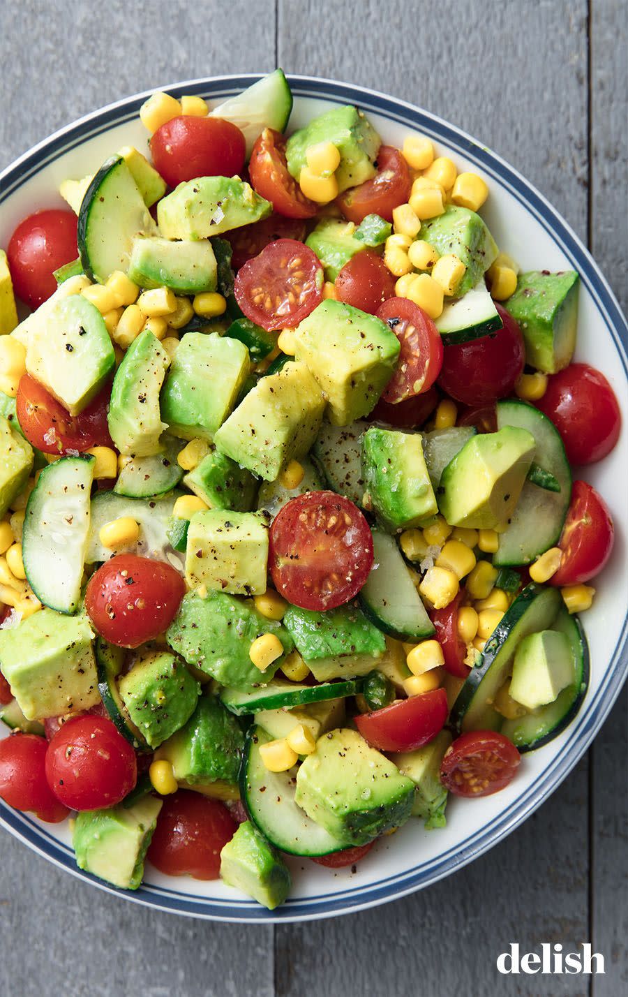 <p>Don't confuse this with guac — there's way more depth of flavor. You are, however, totally welcome to eat it with chips.</p><p>Get the recipe from <a href="https://www.delish.com/cooking/recipe-ideas/a19872947/avocado-tomato-salad-recipe/" rel="nofollow noopener" target="_blank" data-ylk="slk:Delish;elm:context_link;itc:0;sec:content-canvas" class="link ">Delish</a>.</p>