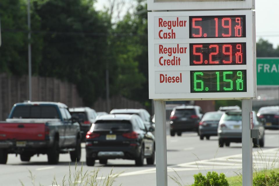 The New Jersey gas price average has risen above $5 a gallon. This Shell station on Route 17 in Ridgewood was selling gas at $5.19 a gallon on Tuesday.