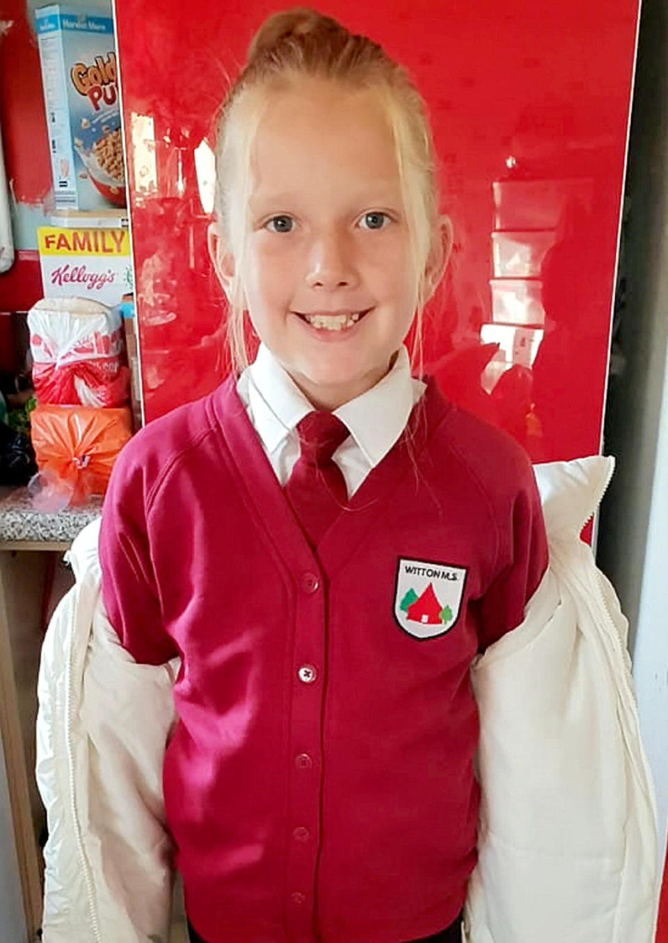 Lilly-Jo Caldcott,10, in her Witton Middle School uniform (SWNS).