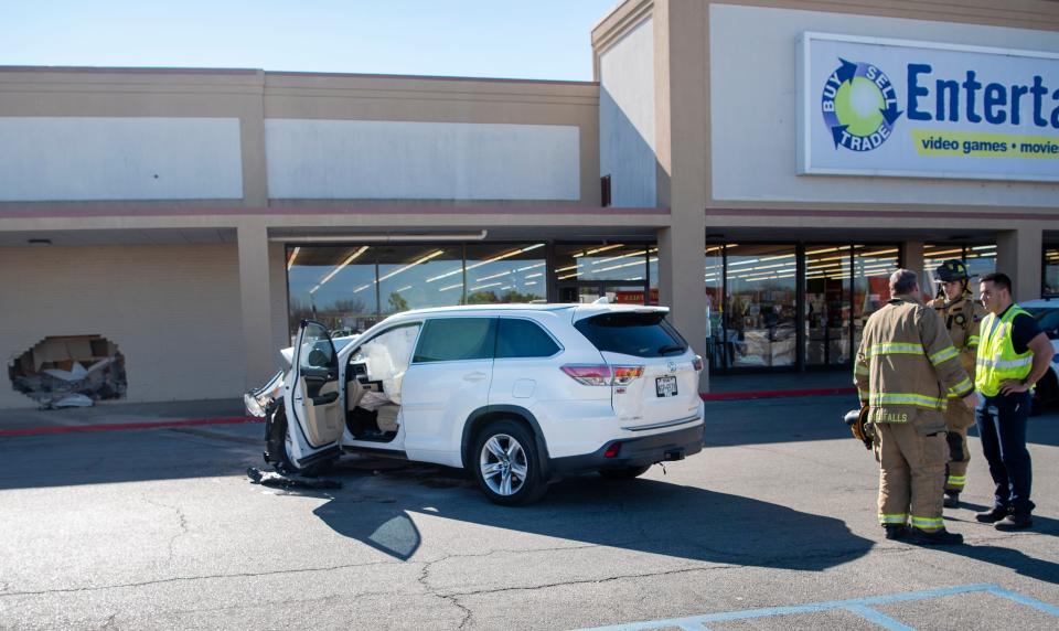 Wichita Falls emergency medics responded to an accident where a vehicle crashed into the side of a business on Southwest Parkway Monday. 