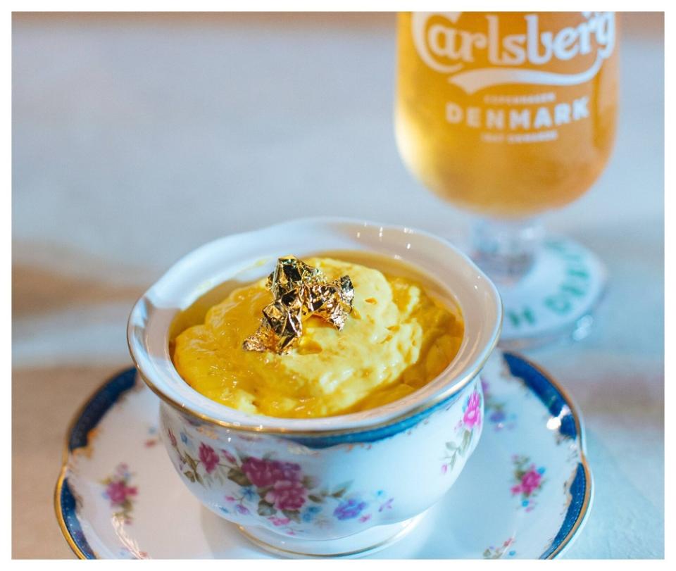 Dessert was Rasmalai served with Carlsberg Smooth Draught ice-cream and Saffron Cloud. ― Picture courtesy of Carlsberg Malaysia