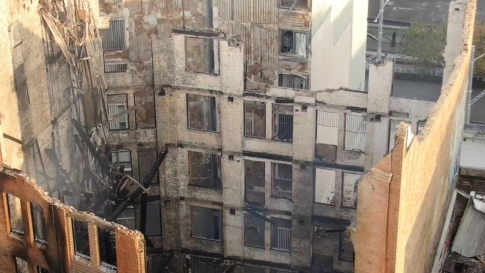 Fire and Rescue NSW shot drone footage of the damage done to the Surry Hills building by the blaze.