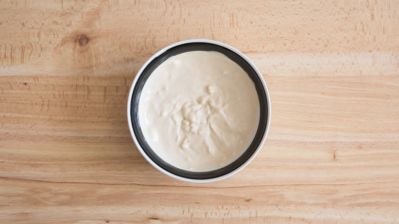 tahini sauce in small bowl 