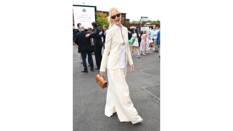 Poppy Delevingne and Charles Delevingne attend day one of the Wimbledon Tennis Championships at the All England Lawn Tennis and Croquet Club on July 01, 2024 in London
