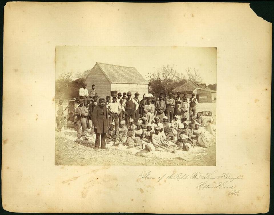 Enslaved people owned by the rebel General Thomas F. Drayton at his Hilton Head Island Plantation. Drayton owned Fish Haul Plantation, located near present day Port Royal Plantation and the Fish Haul beach access point.