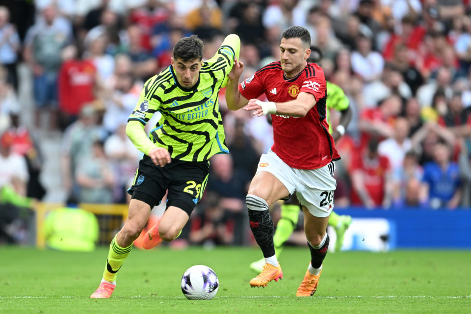 Kai Havertz (left) has been transformed from a flop at Chelsea into a key Arsenal player by manager Mikel Arteta. 