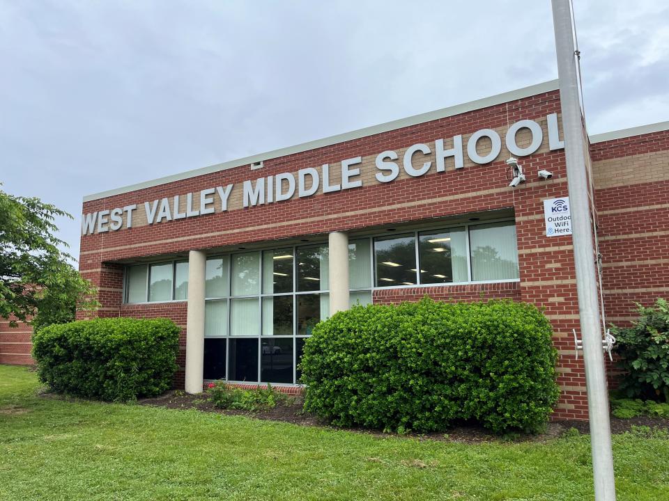 The outside of West Valley Middle School is shown on May 14, 2024. The West Knoxville school is celebrating 25 years of operation.