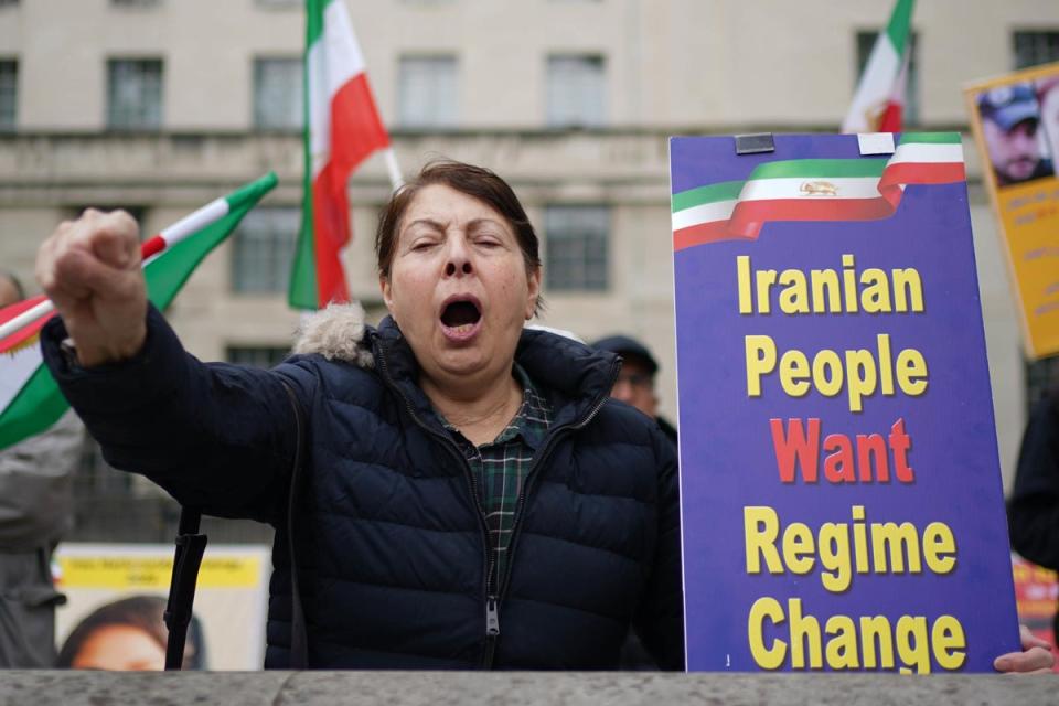 File. Protest outside Downing Street about the recent executions in Iran (PA Wire)