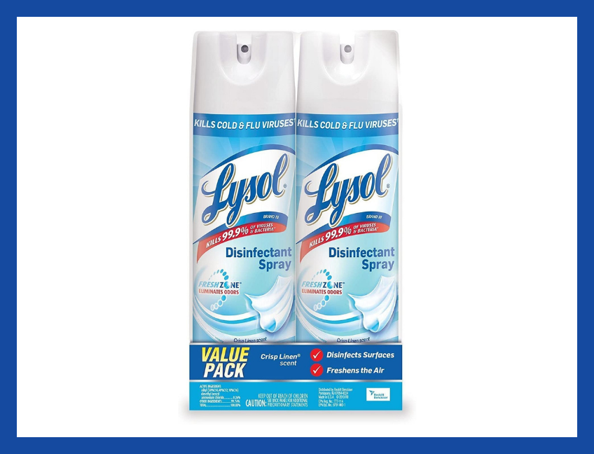 Lysol Disinfectant Spray, Crisp Linen, 19-ounce (four-pack). (Photo: Amazon)