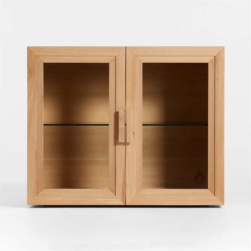Exclusive Calypso Natural Wood Glass Door Cabinet Base