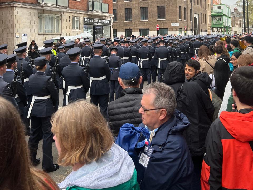 The crowd was squeezed into thin spaces with a barrier.