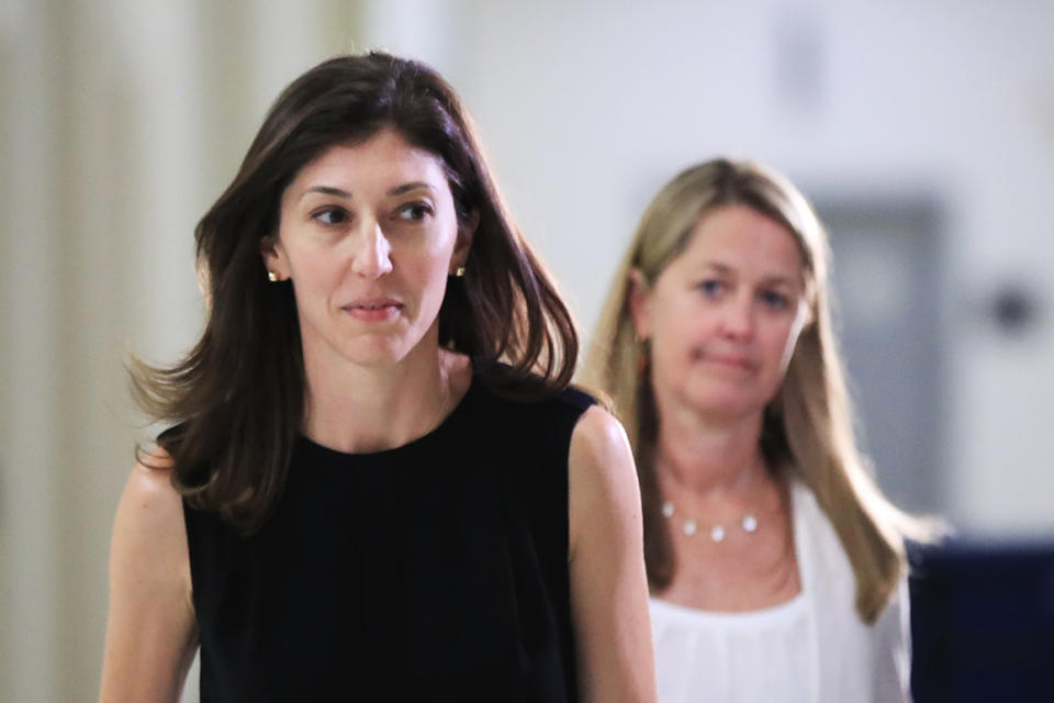 Former FBI lawyer Lisa Page leaves following an interview with lawmakers behind closed doors on Capitol Hill in Washington, Friday, July 13, 2018. (AP Photo/Manuel Balce Ceneta)