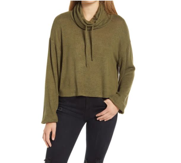 This <a href="https://fave.co/3ju7fgB" target="_blank" rel="noopener noreferrer">BP. Drawstring Cowl Neck Hacci Sweater</a> is available in three colors and sizes XXS to XXL. Find it <a href="https://fave.co/3ju7fgB" target="_blank" rel="noopener noreferrer">on sale for $20</a> (normally $29) at Nordstorm.