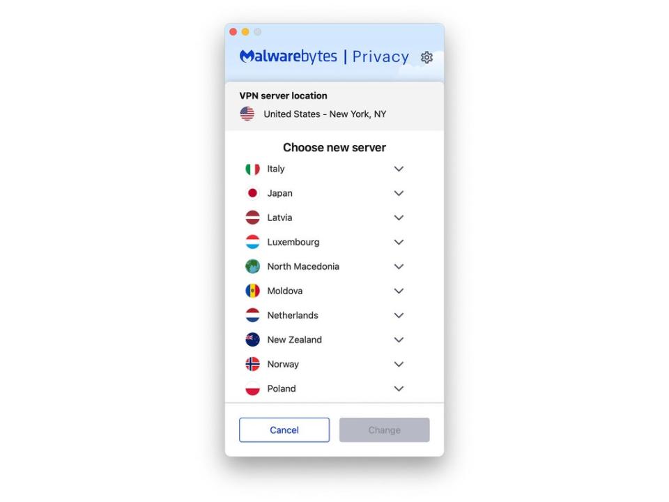 Malwarebytes has over 420 servers in 34 countries (Malwarebytes Privacy VPN)