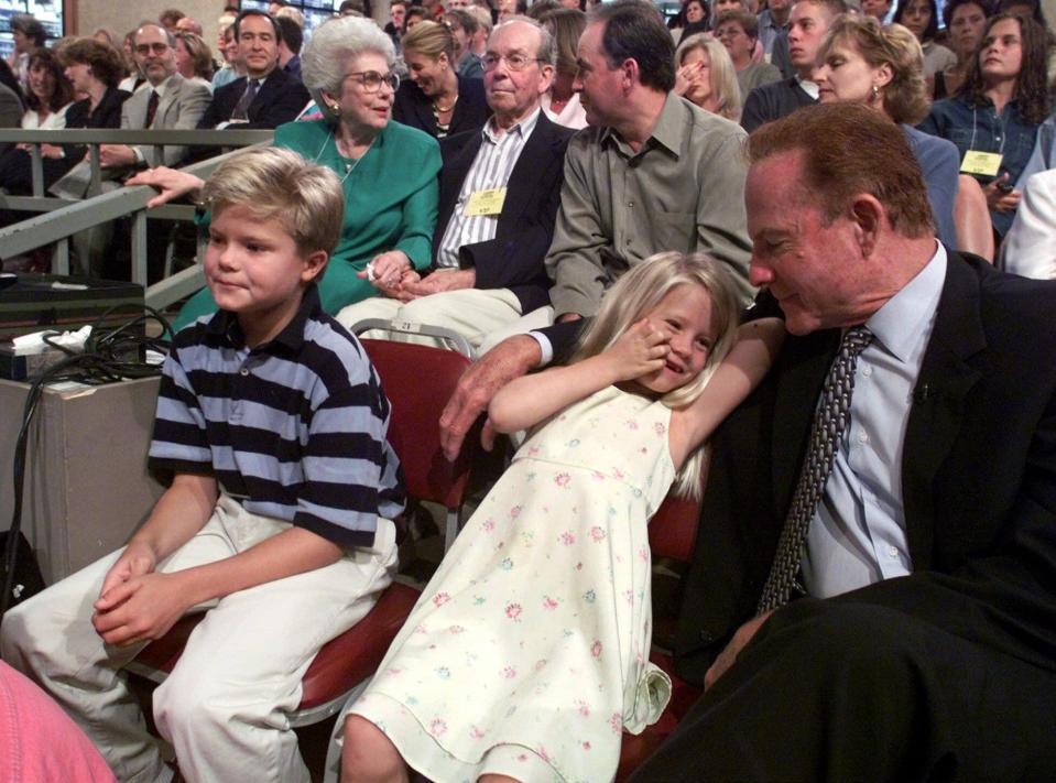 Kathie Lee Gifford's family sits in the audience during her last appearance on "Live! With Regis & Kathie Lee" on July 28, 2000: Cody, Cassidy and husband Frank.