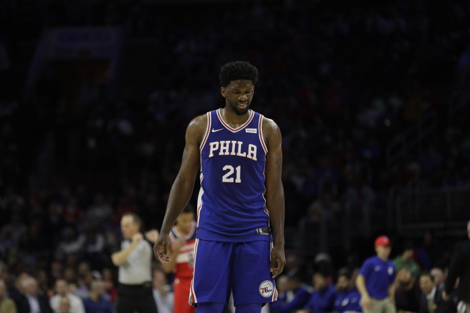 Philadelphia 76ers’ Joel Embiid visited rapper Meek Mill in prison, continuing a strong show of support for the Philly native. (AP Photo)